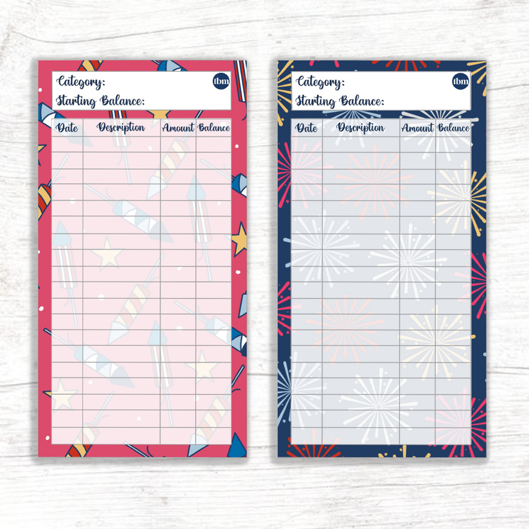 4th of July Theme Spending Trackers (Printable) – The Budget Mom for Cash Envelope Tracker Printable Free