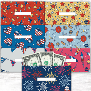 4th of July Theme Horizontal Cash Envelopes (Printable)