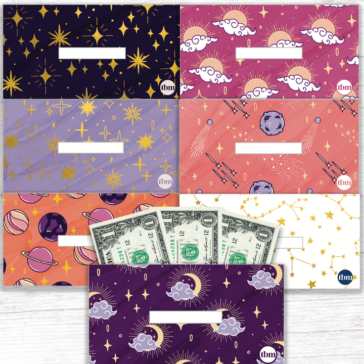 Celestial Theme Horizontal Cash Envelopes (Printable)