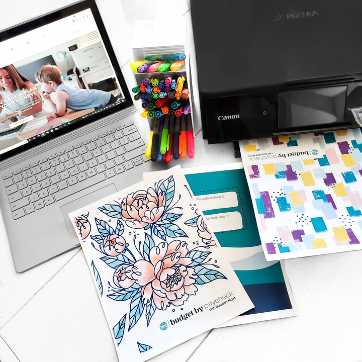 The Budget By Paycheck Workbook® (Printable | Peony & Paint Stroke)