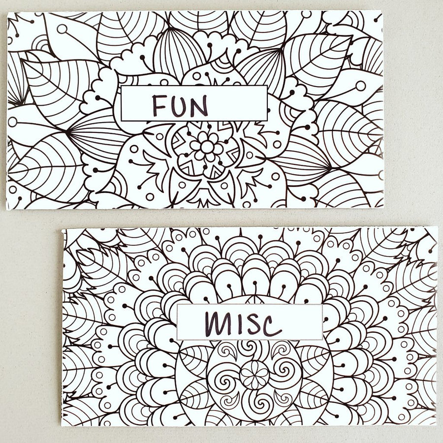 Coloring Design Horizontal Cash Envelopes (Printable)