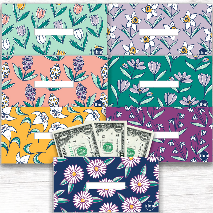Spring Flower Theme Horizontal Cash Envelopes (Printable)