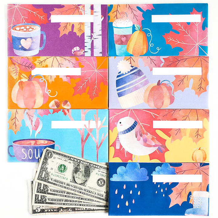 Fall-Theme Horizontal Cash Envelopes (Printable)