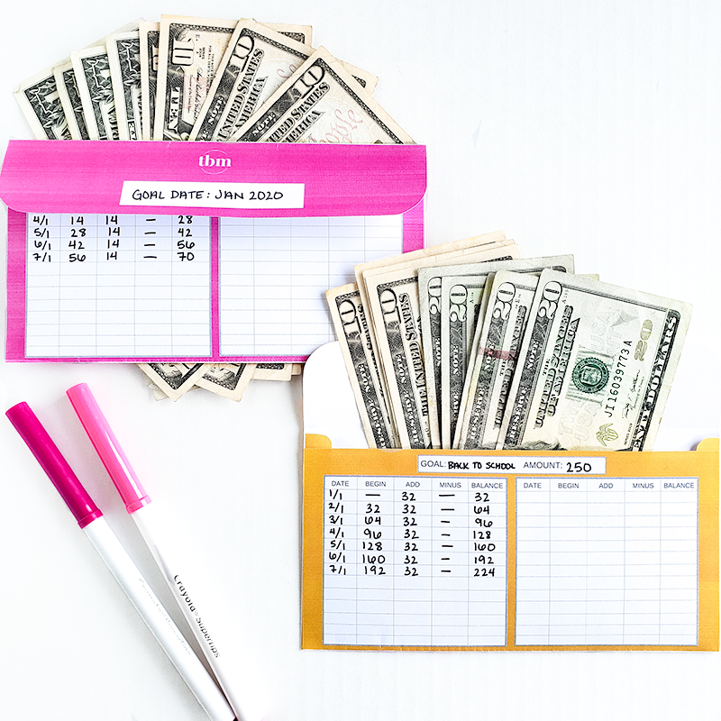 Horizontal Sinking Funds Cash Envelopes With Trackers (Printable)