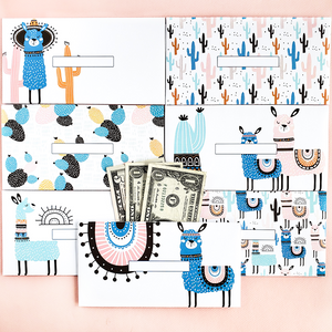 Llama Design Horizontal Cash Envelopes (Printable)