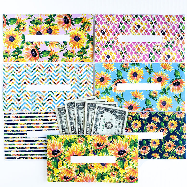 Sunflower Design Horizontal Cash Envelopes (Printable)