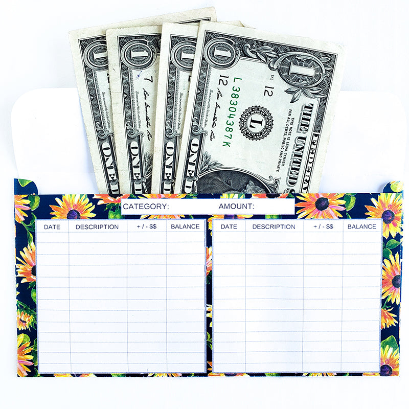 Sunflower Design Horizontal Cash Envelopes (Printable)